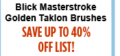 Blick Masterstroke Golden Taklon Short   Handle Brushes 