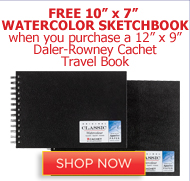 FREE watercolor sketchbook when you purchase a 12x9 Daler-Rowney Cachet Travel Book