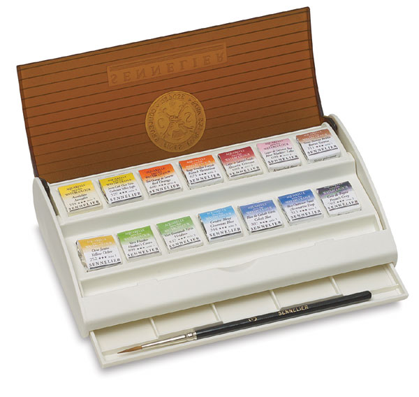Watercolor Travel Set with 14 Half Pans