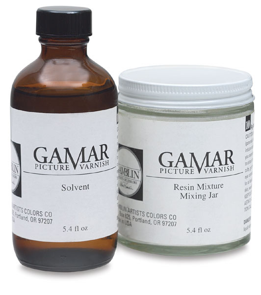 Gamvar Varnish 5.4 oz Bottle and Resin Mixing Jar