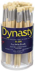 White Bristle Brushes, Set of 72