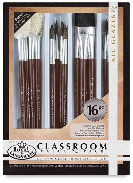 Ceramic Glaze Brushes, Set of 16