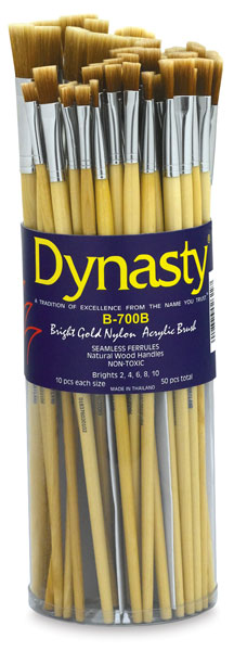 Bright Gold Nylon Acrylic Bright Brushes, Canister Set of 50