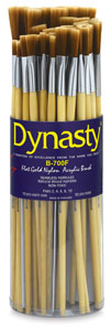 Bright Gold Nylon Acrylic Flat Brushes, Canister Set of 50