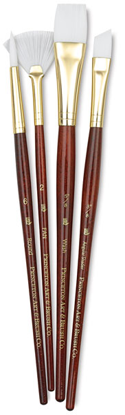 White Taklon Brushes, Set of 4 (#9120)