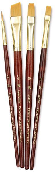 Golden Taklon Brushes, Set of 4 (#9123)