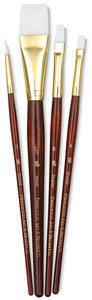 White Taklon Brushes, Set of 4 (#9125)