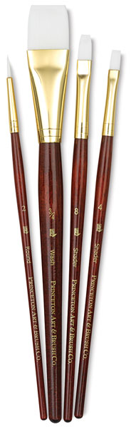 White Taklon Brushes, Set of 4 (#9125)