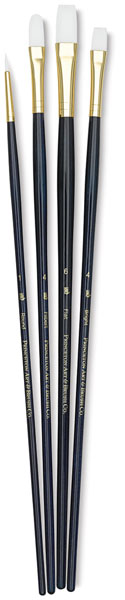 White Taklon Brushes, Set of 4 (#9130)