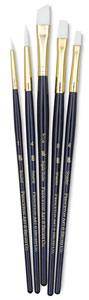 White Taklon Brushes, Set of 5 (#9136)