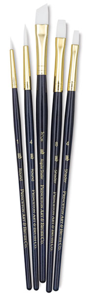 White Taklon Brushes, Set of 5 (#9136)