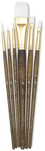 White Taklon Brushes, Set of 6 (#9140)