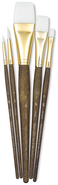 White Taklon Brushes, Set of 5 (#9144)