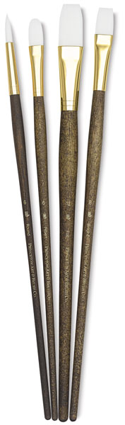 White Taklon Brushes, Set of 4 (#9147)