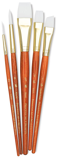 White Taklon Brushes, Set of 5 (#9151)