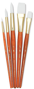White Taklon Brushes, Set of 5 (#9152)