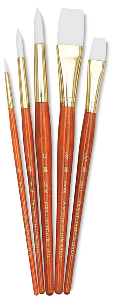 White Taklon Brushes, Set of 5 (#9152)