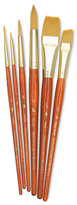 Golden Taklon Brushes, Set of 6 (#9153)
