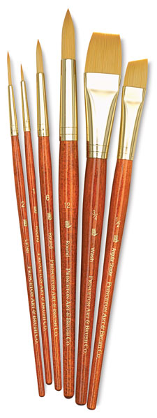 Golden Taklon Brushes, Set of 6 (#9153)
