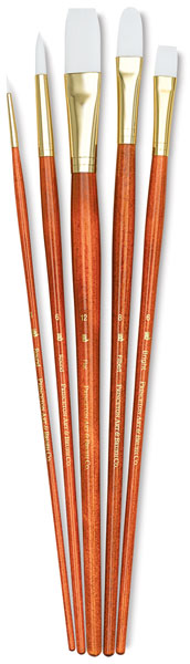 White Taklon Brushes, Set of 5 (#9155)