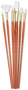 White Taklon Brushes, Set of 6 (#9156)