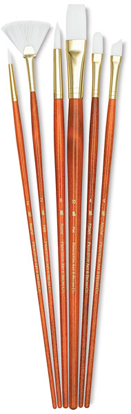 White Taklon Brushes, Set of 6 (#9156)