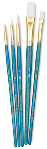 White Taklon Brushes, Set of 5 (#9175)