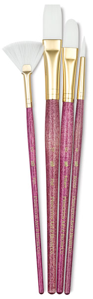White Taklon Brushes, Set of 4 (#9182)