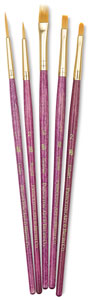 Golden Taklon Brushes, Set of 5 (#9184)