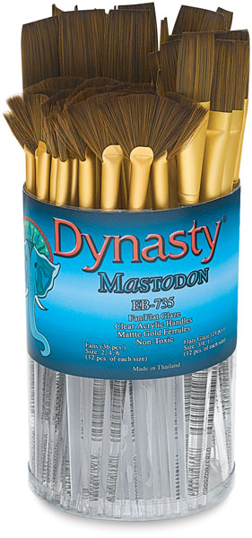 Synthetic Fan/Glaze Brushes, Canister Set of 60