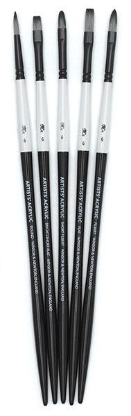 Artists' Acrylic Brushes, Set of 5