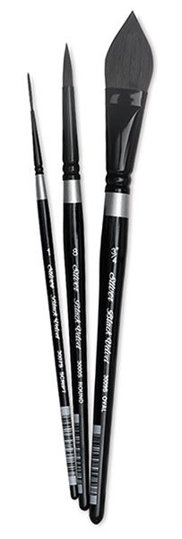 Black Velvet Watercolor Brushes, Set of 3