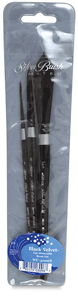 Black Velvet Watercolor Brushes, Set of 3