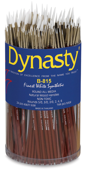 Finest White Synthetic Round, 144 Brush Assortment