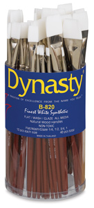 Finest White Synthetic Flat Wash, 40 Brush Assortment