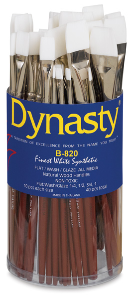 Finest White Synthetic Flat Wash, 40 Brush Assortment