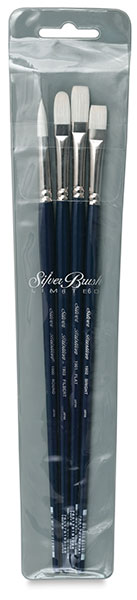Bristlon Synthetic Bristle Brushes for Oil/Acrylic, Set of 4