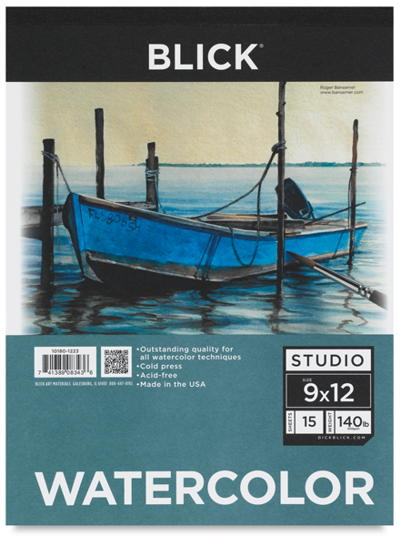 Watercolor Pad, 15 Sheets, Tapebound