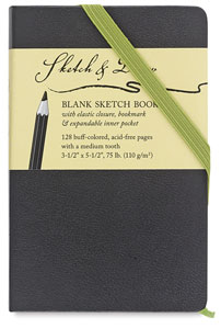 Blank Sketch Book with Green Accents, 64 Sheets 3½" × 5½" Portrait
