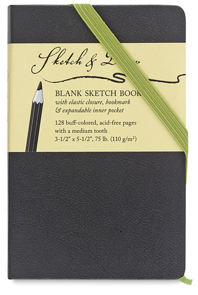 Blank Sketch Book with Green Accents, 64 Sheets 3½" × 5½" Portrait