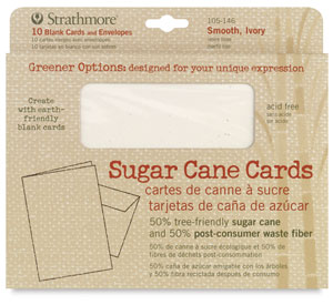 Sugar Cane Cards and Envelopes, Box of 10 Smooth, Ivory