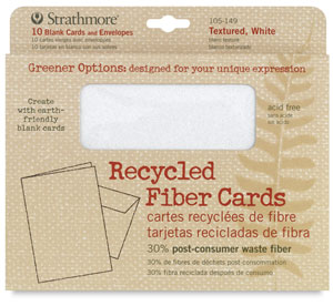 30% Recycled Fiber Cards and Envelopes, Box of 10 Textured, White