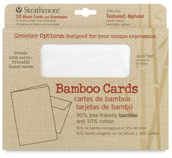 Bamboo Cards and Envelopes, Box of 10 Textured, Natural