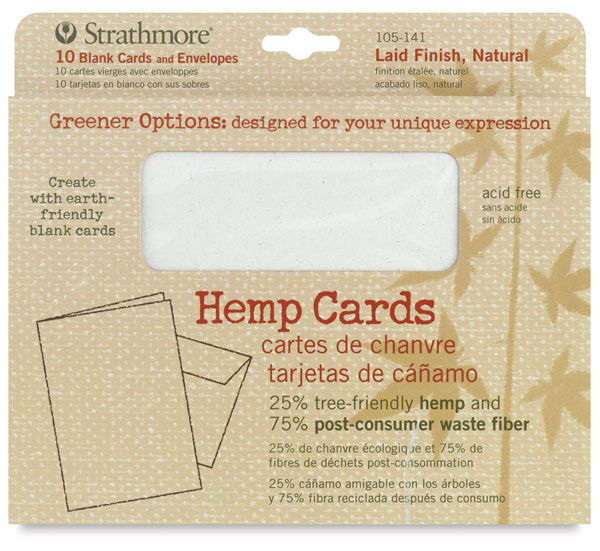Hemp Cards and Envelopes, Box of 10 Laid Finish, Natural