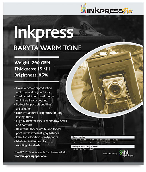 Inkpress Pro Baryta Warm Tone, Package of 25