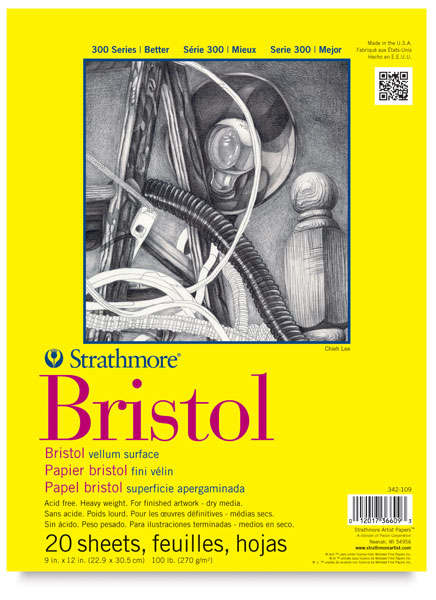 Vellum Bristol Pad, 20 sheets 9" × 12"