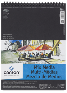 Wirebound Mix Media Pad, 20 Sheets, Portrait, 11" &times; 14"