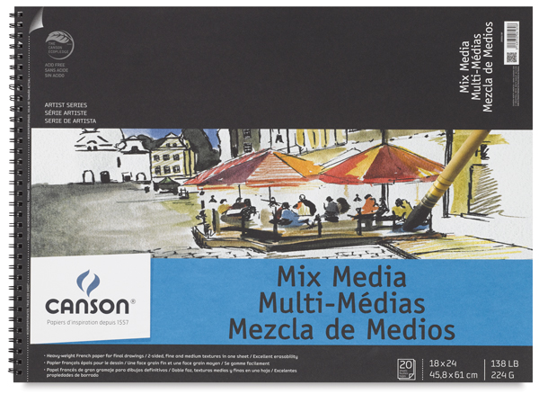 Wirebound Mix Media Pad, 20 Sheets, Landscape, 18" &times; 24"