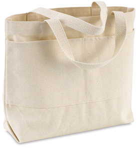 Small Canvas Tote Bag, w/ Pockets