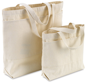 Canvas Tote Bags, w/Pockets